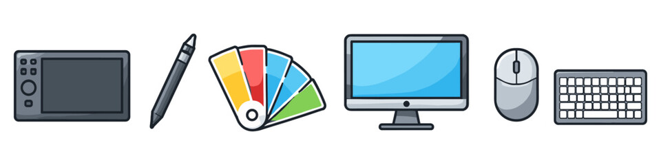 Fototapeta premium Digital art tools and computer peripherals for creative professionals and designers