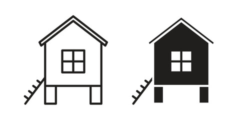Chicken coop icon. Simple outline style concept. Thin line vector illustration. © Warpiya