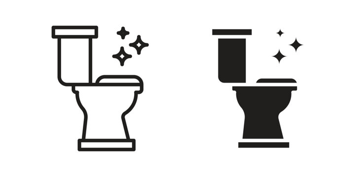 Clean toilet icon. Simple outline style concept. Thin line vector illustration.