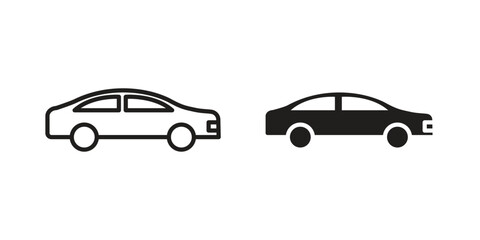 Fototapeta premium Compact car icon. Simple outline style concept. Thin line vector illustration.