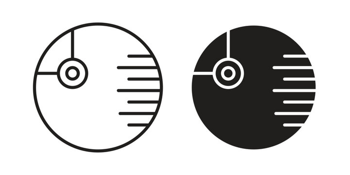 Death star icon. Simple outline style concept. Thin line vector illustration.