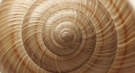 Close-up Macro View of a Snail Shell Spiral Pattern.