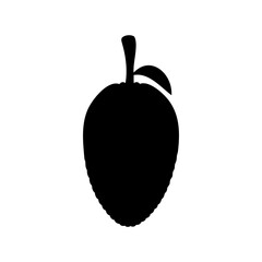 Obraz premium Silhouette of a black lychee with a single leaf and stem