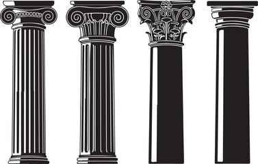 Ancient Columns Icon Set. Vector