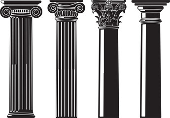 Ancient Columns Icon Set. Vector