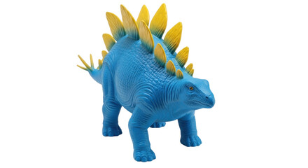 Isolated Stegosaurus figurine toy against plain backdrop shows Jurassic era herbivore species © Eustace