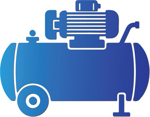 Obraz premium Blue air compressor icon with electric motor and pressure tank on wheels