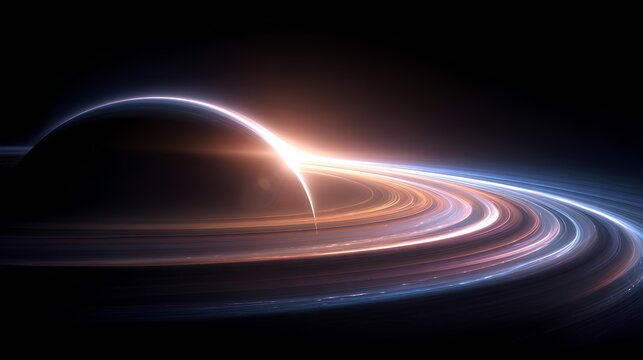 Celestial Rings: An ethereal celestial body encircled by luminous rings dances gracefully against the deep, mysterious expanse of space.