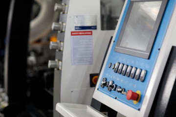 control panel of modern woodworking machine