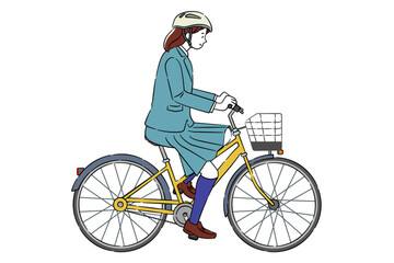 自転車に乗る女子学生 4C
