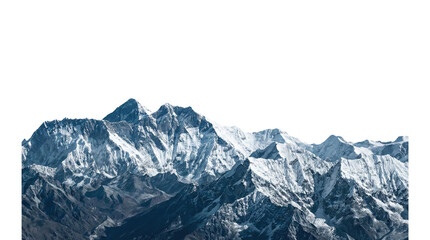 Snowy mountain range peaks against black