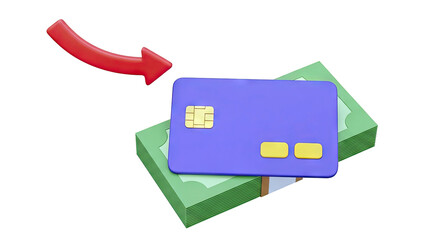 Credit Card and Money with Red Arrow