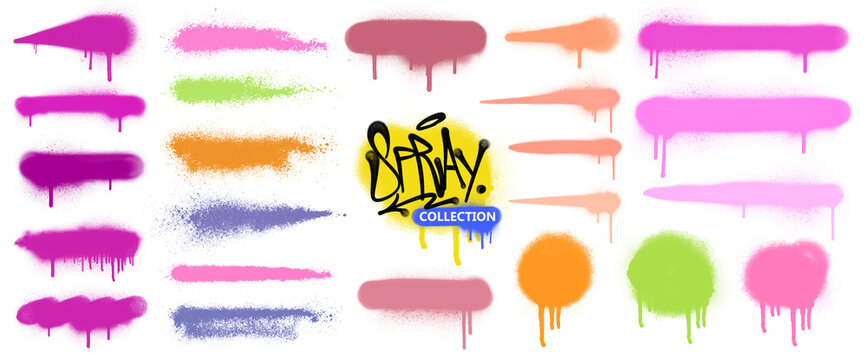Colorful Spray Paint Strokes and Drips Collection