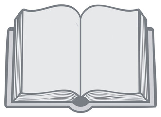 Blank Open Book Illustration for Text or Images Simple and Clean Design