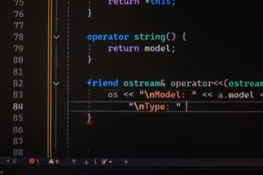 Script code on monitor, closeup. Software development concept
