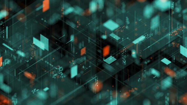 Animated abstract technological background in a seamless loop.