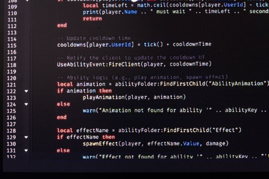 Script code on monitor, closeup. Software development concept