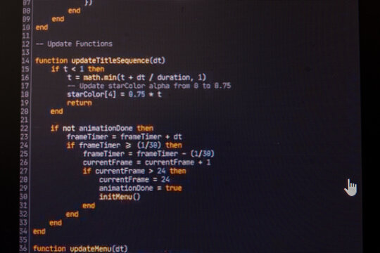 Script code on monitor, closeup. Software development concept
