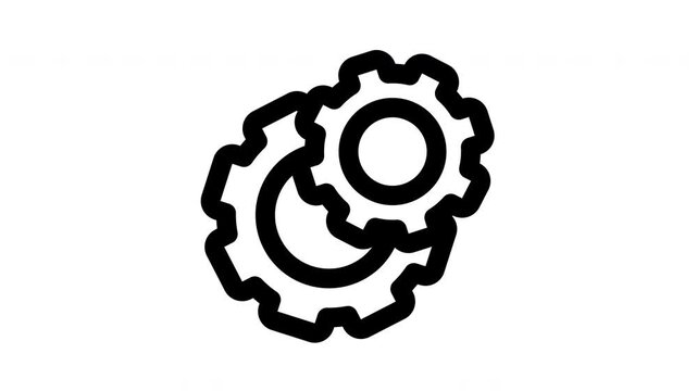 Settings Gear Motion Icon with Configuration System Symbol Transparent Alpha Channel for Web Application Control Interface