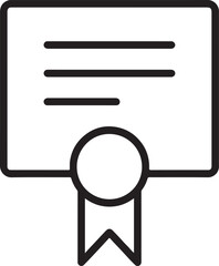 Certificate of Achievement Line Icon with Ribbon Medal