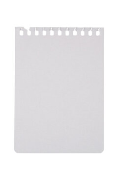 Hoja de libreta en blanco de apertura vertical, aislada sobre fondo blanca