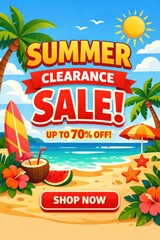 Obraz premium Summer clearance sale with beach elements