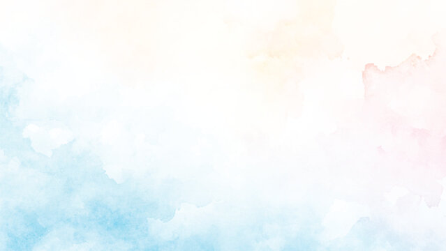 Bright painted sky blue watercolor background, Abstract blue sky with clouds, Light blue background with watercolor, Soft cloud in the sky background blue tone for wallpaper, graphics design.