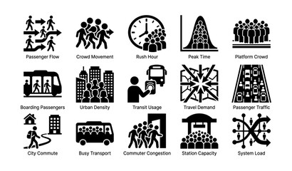 Naklejka premium Public transit: passenger flow, rush hour challenges, and urban transit solutions