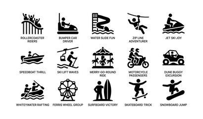 Obraz premium Adventure icons for amusement park and outdoor fun activities
