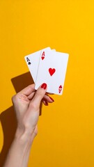 Hand holding two playing cards