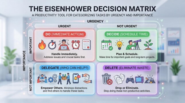 Educational Diagram Illustrating The Eisenhower Decision Matrix
