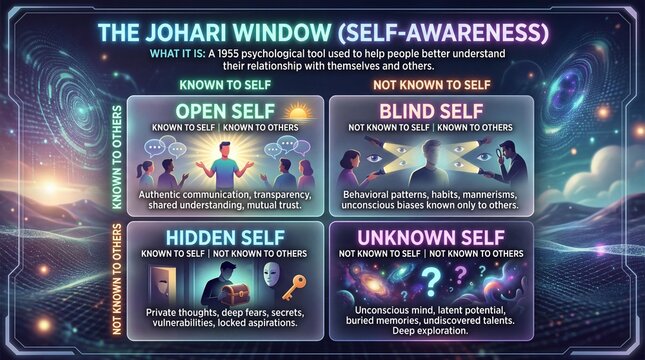 Psychological Diagram Illustrating The Johari Window Concept
