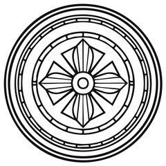 Detailed Geometric Circular Ornament Design with Symmetrical Shapes and Intricate Patterns for Decoration or Graphic Design