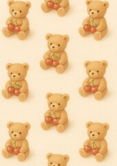 Obraz premium Cute teddy bears with cherries.