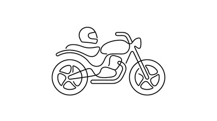 Obraz premium Motorbike with Helmet One-Line Icon, Single Continuous Line Motorcycle Minimal Outline