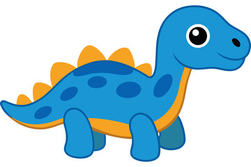 Naklejka premium Colorful cartoon dinosaur with blue spots and orange spines in a playful pose for children's design