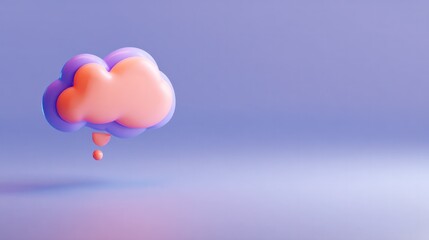 Obraz premium Minimalist idea symbol featuring a bright bulb in a thought bubble against a colorful gradient background. product launch decks, designed for brainstorming visuals and innovation showcases.