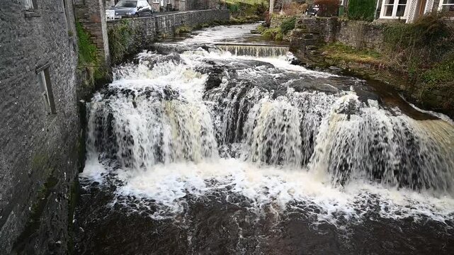 Gayle Beck, fast moving waterfall Gayle Village Yorkshire Dales