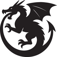 Black Dragon Silhouette Vector Illustration