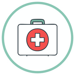 Obraz premium Medical First Aid Kit Illustration in a Circle for Healthcare Concepts