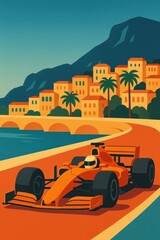 Fototapeta premium Vibrant coastal racing scene