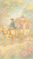 Naklejka premium Whimsical fairytale carriage journey