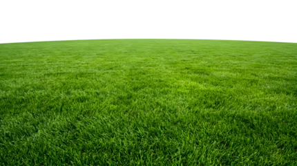 Handdoek met foto Gras Vibrant, lush green lawn grass texture extending towards a clear bright horizon line  © Sameer