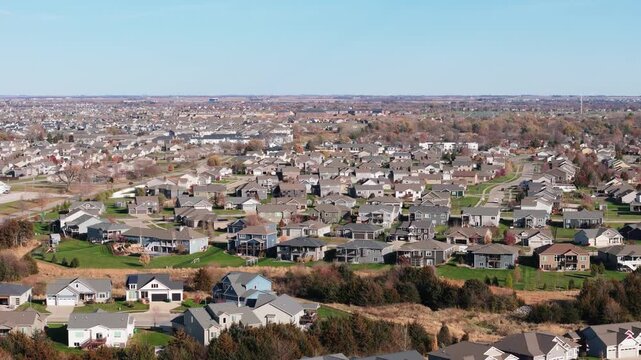 Drone footage of the suburb neighborhoods in Ankeny, Iowa