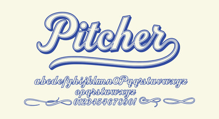Vintage Script Baseball Font Classic Retro Athletic Display Typography Design Vector © Vectorus