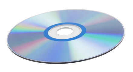 Isolated holographic data disc used for data storage, a CD, DVD, or Blue-ray disc on display.