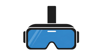 Fototapeta premium Vr headset with blue lenses and black frame isolated on white background