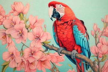Obraz premium Parrot flower animal plant.