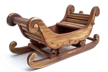 Naklejka premium Intricately carved wooden sleigh evokes christmas spirit and winter holidays celebration
