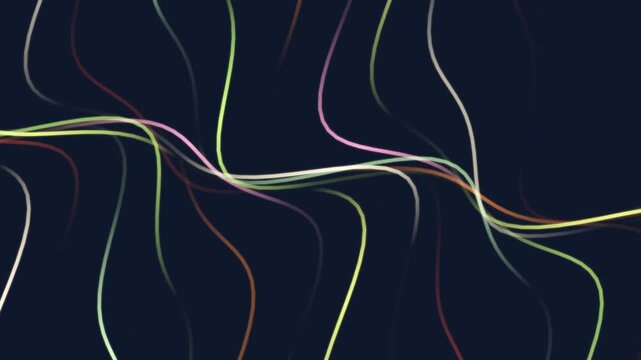 Colorful Wavy Lines on Dark Background.